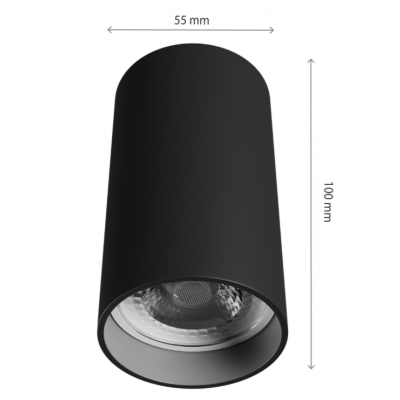 SQUALLA VARIOSA GU10 KINKIET 230V IP20 55x100x165MM CZARNY OKRĄGŁA (SLIP006020)